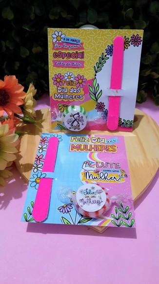 Card com Mini Lixa e Balinha- Dia da Mulher