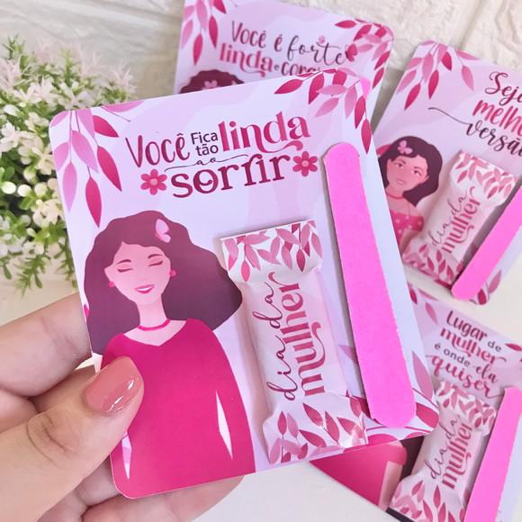 Card com Mini Lixa e Balinha- Dia da Mulher
