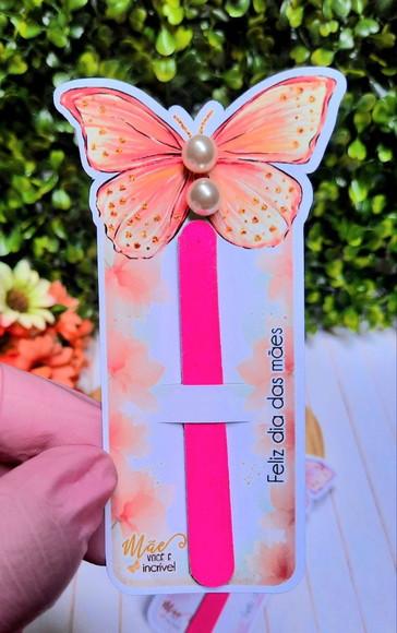 Card com Mini Lixa e Brinco- Dia das Mães