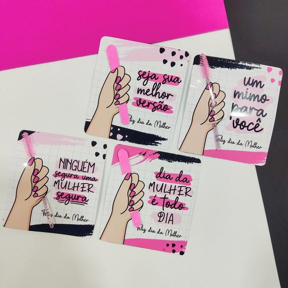 Card com Mini Lixa ou Escovinha- Dia da Mulher