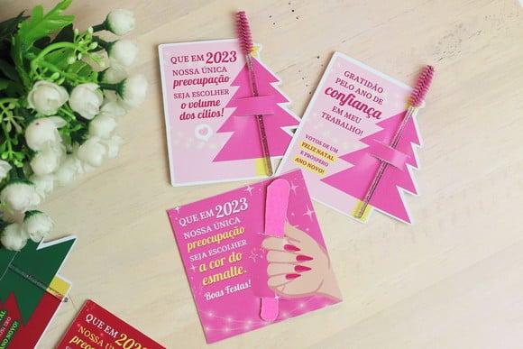 Card com Mini Lixa ou Escovinha- Mimo de Natal
