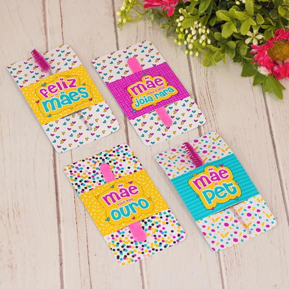 Card com Mini Lixa ou Escovinha- Dia das Mães