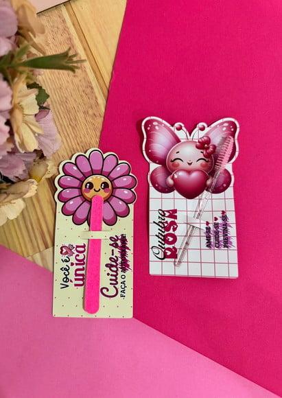 Card com Mini Lixa ou Escovinha- Outubro Rosa