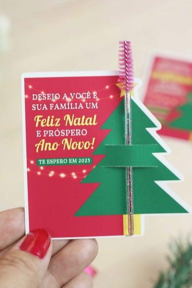 Card com Mini Lixa ou Escovinha- Mimo de Natal