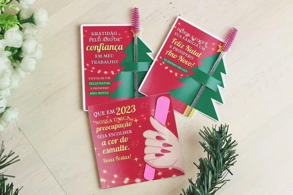 Card com Mini Lixa ou Escovinha- Mimo de Natal