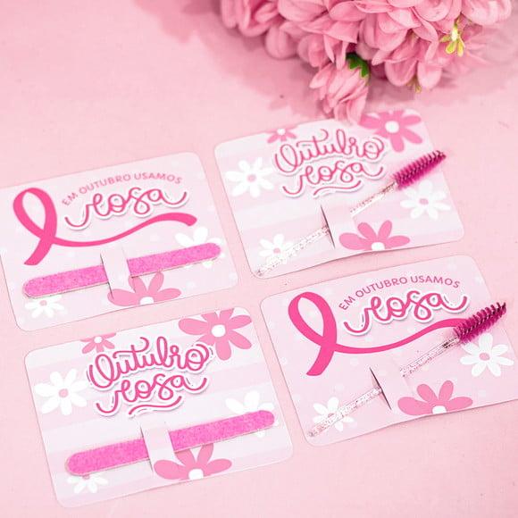 Card com Mini Lixa ou Escovinha- Outubro Rosa