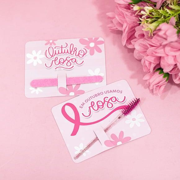 Card com Mini Lixa ou Escovinha- Outubro Rosa