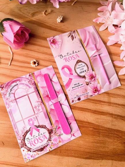 Card com Mini Lixa ou Escovinha- Outubro Rosa
