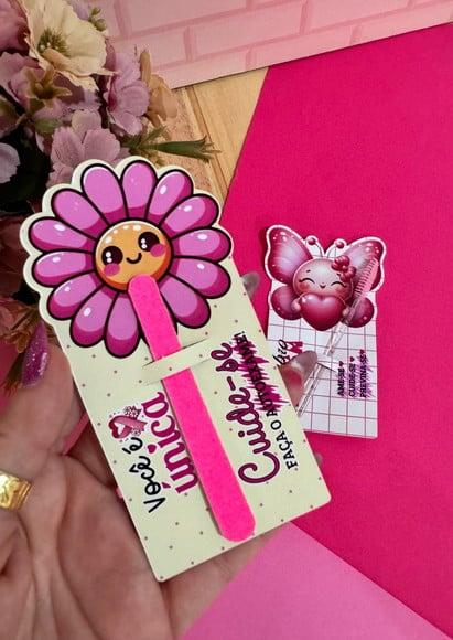 Card com Mini Lixa ou Escovinha- Outubro Rosa