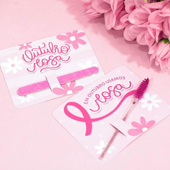 Card com Mini Lixa ou Escovinha- Outubro Rosa