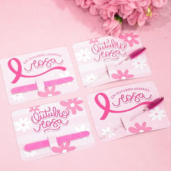 Card com Mini Lixa ou Escovinha- Outubro Rosa