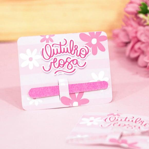Card com Mini Lixa ou Escovinha- Outubro Rosa