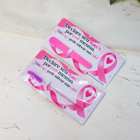 Card com Mini Lixa ou Escovinha- Outubro Rosa