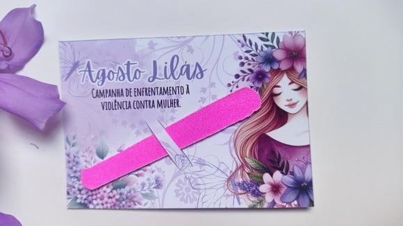 Card com Mini Lixa- Agosto Lilás
