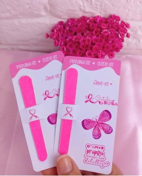 Card com Mini Lixa- Outubro Rosa