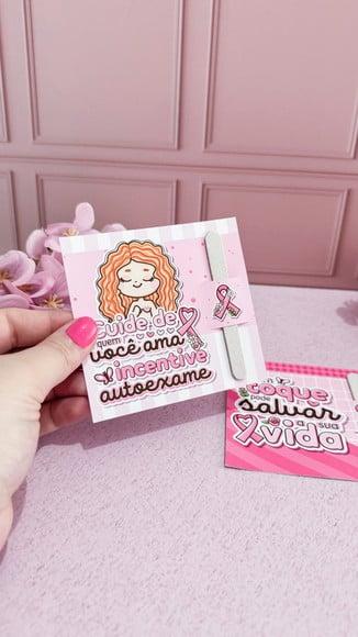 Card com Mini Lixa- Outubro Rosa