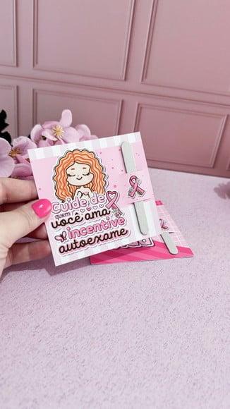 Card com Mini Lixa- Outubro Rosa