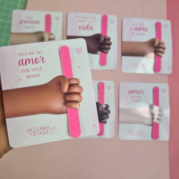 Card com Mini Lixa- Outubro Rosa