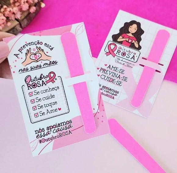 Card com Mini Lixa- Outubro Rosa