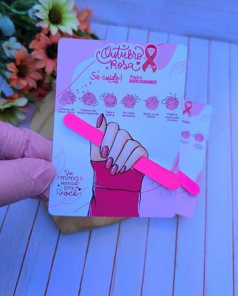 Card com Mini Lixa- Outubro Rosa