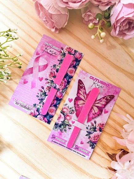 Card com Mini Lixa- Outubro Rosa