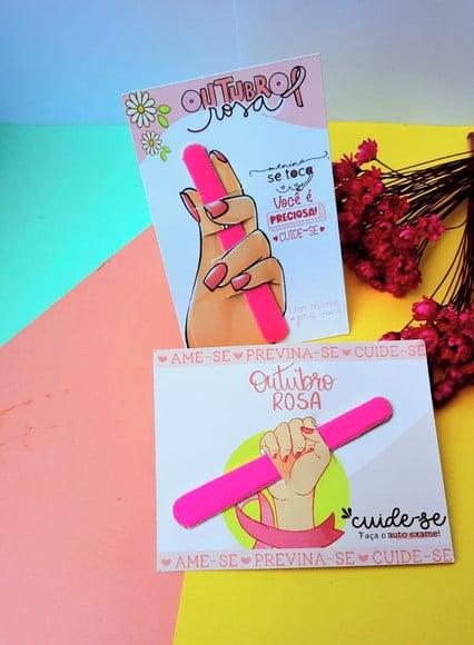 Card com Mini Lixa- Outubro Rosa