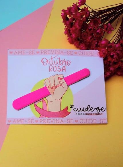 Card com Mini Lixa- Outubro Rosa