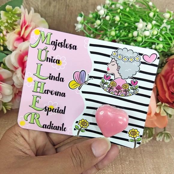 Card com Mini Sabonete- Dia da Mulher