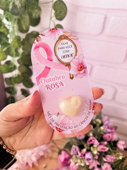 Card com Mini Sabonete- Outubro Rosa