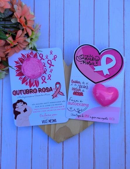 Card com Mini Sabonete- Outubro Rosa