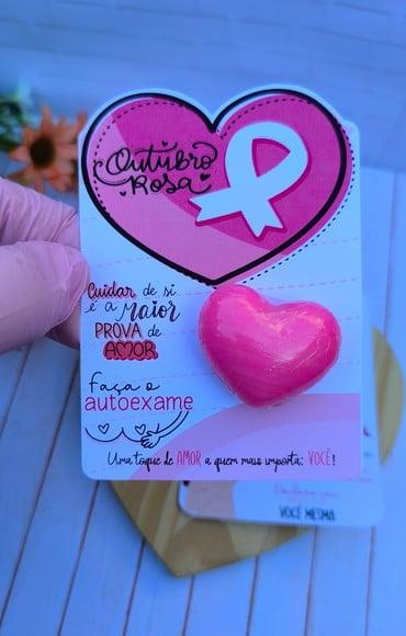 Card com Mini Sabonete- Outubro Rosa