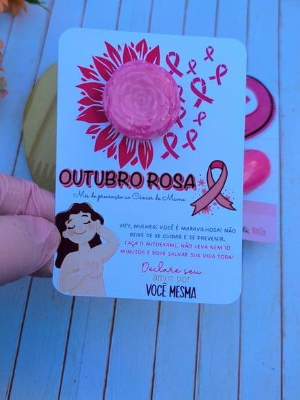 Card com Mini Sabonete- Outubro Rosa