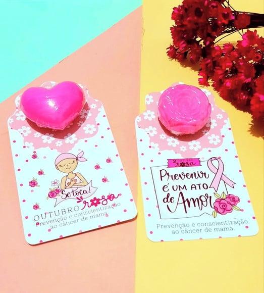 Card com Mini Sabonete- Outubro Rosa
