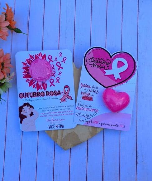 Card com Mini Sabonete- Outubro Rosa
