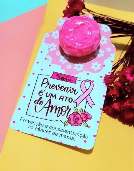 Card com Mini Sabonete- Outubro Rosa
