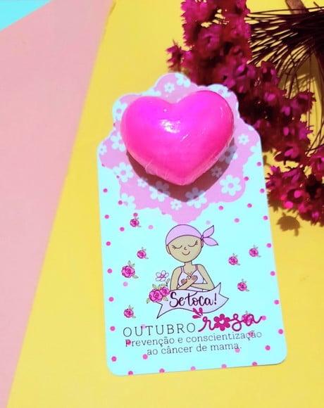 Card com Mini Sabonete- Outubro Rosa