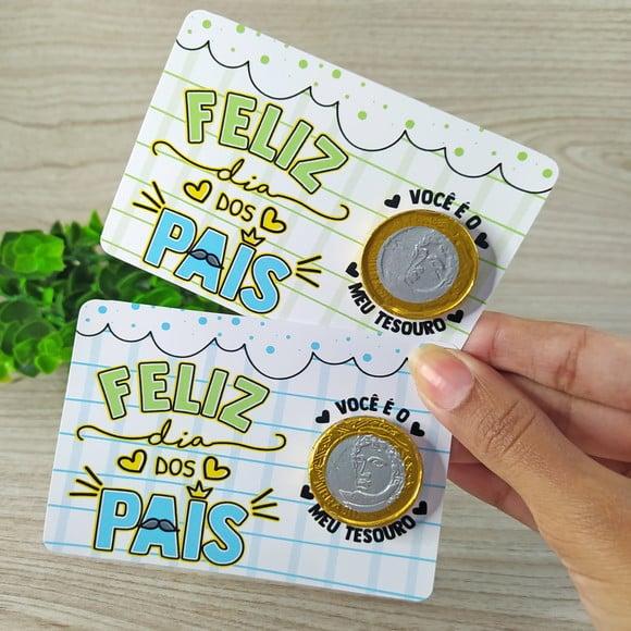 Card com Moeda de Chocolate- Dia dos Pais