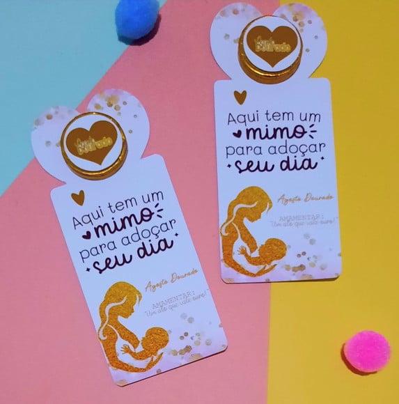 Card com Moedinha de Chocolate ao Leite- Agosto Dourado