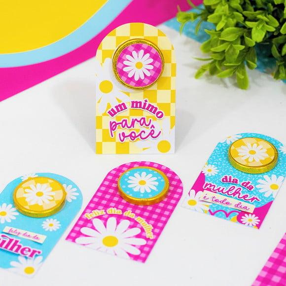 Card com Moedinha de Chocolate ao Leite- Dia da Mulher
