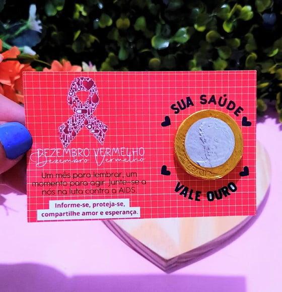 Card com Moedinha de Chocolate ao Leite- Dezembro Vermelho