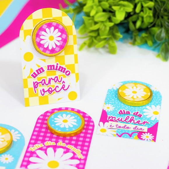 Card com Moedinha de Chocolate ao Leite- Dia da Mulher