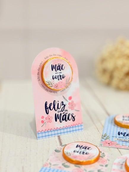 Card com Moedinha de Chocolate ao Leite- Dia das Mães