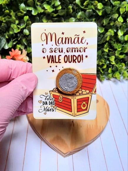 Card com Moedinha de Chocolate ao Leite- Dia das Mães