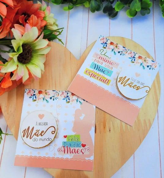 Card com Moedinha de Chocolate ao Leite- Dia das Mães