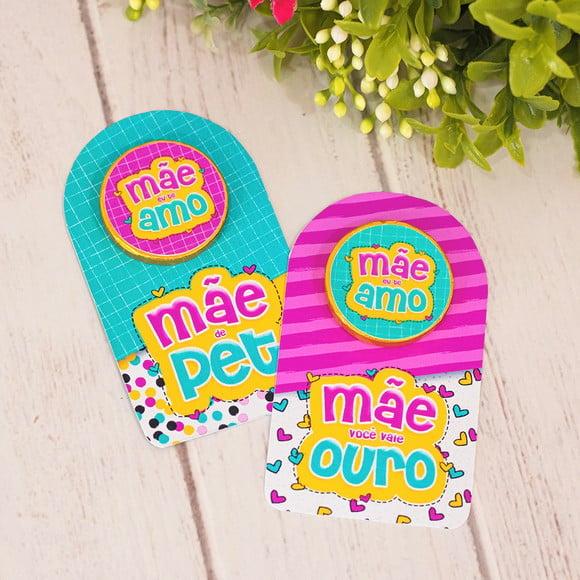 Card com Moedinha de Chocolate ao Leite- Dia das Mães