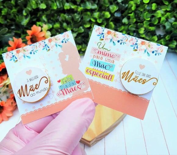 Card com Moedinha de Chocolate ao Leite- Dia das Mães