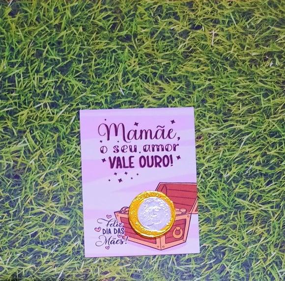 Card com Moedinha de Chocolate ao Leite- Dia das Mães