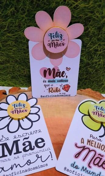 Card com Moedinha de Chocolate ao Leite- Dia das Mães