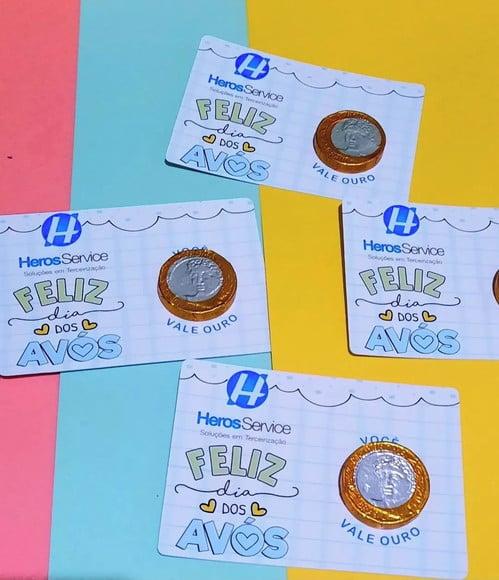 Card com Moedinha de Chocolate ao Leite- Dia dos Avós