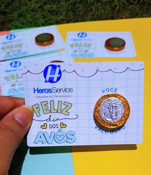 Card com Moedinha de Chocolate ao Leite- Dia dos Avós